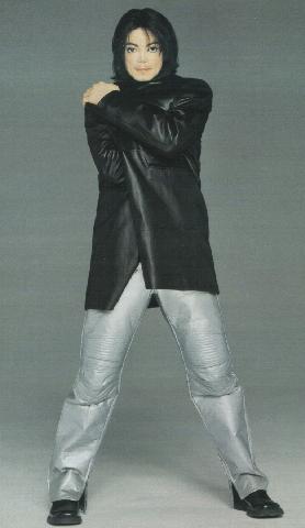 Michael Jackson in a futuristic siver suit